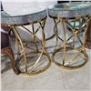 Image 4 : Pair Round Mirror Top Stainless Steel End Tables, Approx. H22" x Dia. 15.5" Each (one top glass crac