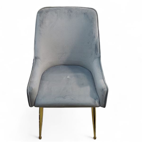 Grey Velvet Dining Chair, with Gold Legs (H37")