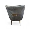 Image 2 : Grey Velvet Dining Chair, with Gold Legs (H37")