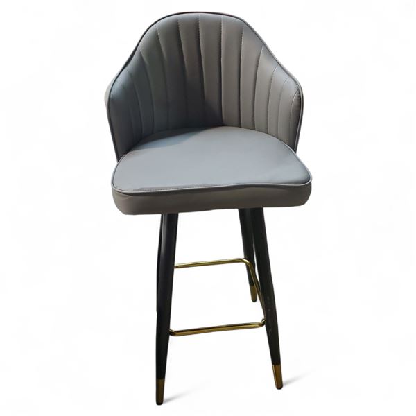 Grey Faux Leather Chair (H41.5")