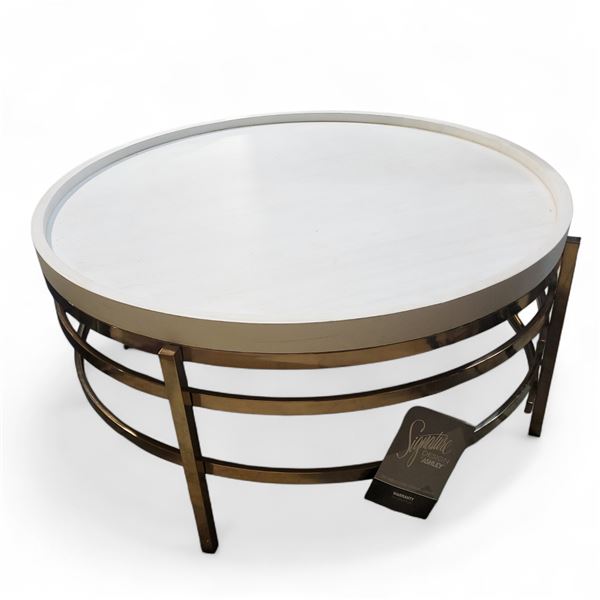 Signature Design by Ashley - Round Glass Coffee Table, H19" x Dia. 36.5"