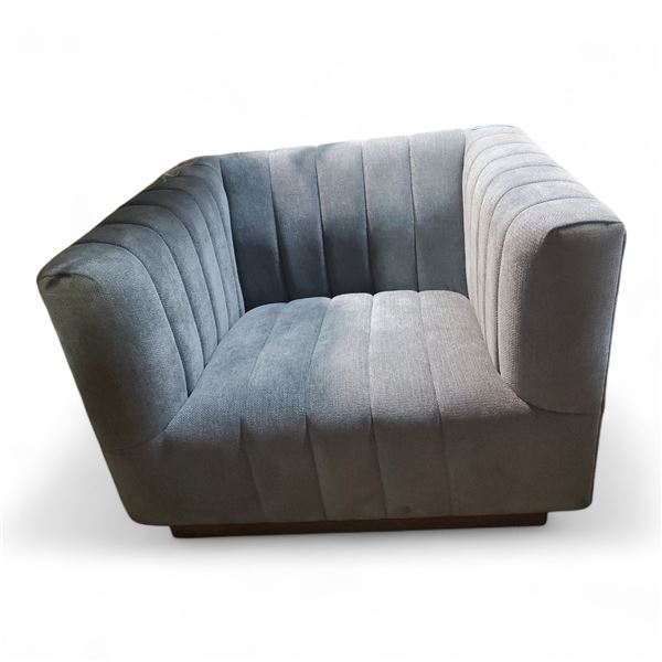 Modern Channel-tufted Grey Accent Chair, H23.5" x W35" x D33"