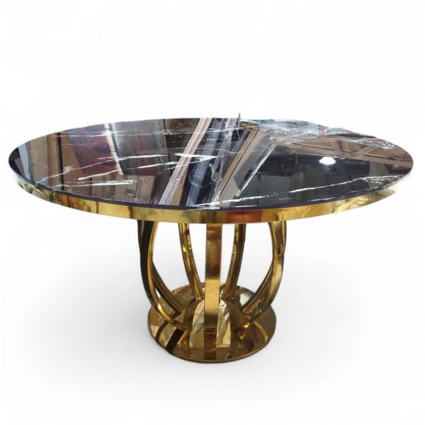 Curved Ring-style Pedestal Dining Table, Approx. H31" x Dia. 51"