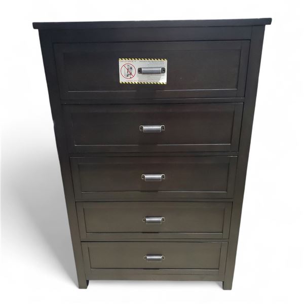 Tall Dark Brown Wooden Chest, H56.5" x 37" x 18.5"