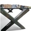Image 3 : Modern Glass Top Dining Table , w/ Dark Wooden Legs, H28" x W71" x D35.5"