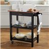 Image 3 : Amazon Basics Multifunction Rolling Kitchen Trolley Island with Open Shelves - Cherry and Black