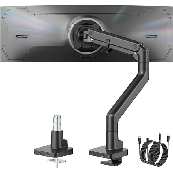 BNIB monTEK Single Monitor Arm with USB A/C, Ultrawide Monitor Stand MA1001UC Retail $120