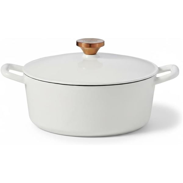 BNIB Lagostina 6 quart Round Cast Iron Cocotte with Cover, Round, Enameled Dutch oven pot Retail $11