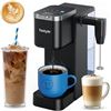 Image 1 : Single Serve Coffee Maker with Built-in Detachable Milk Frother, Iced and Hot Coffee Machine for K C