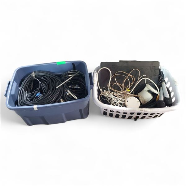 Assorted Microphone Cables and Wiring, Panasonic DVD Player, 2 Microphones and Speakers