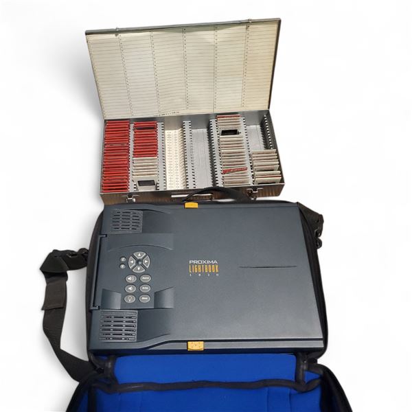 Proxima Boxlight Projector LB20 and Assorted 35mm Slide Trays