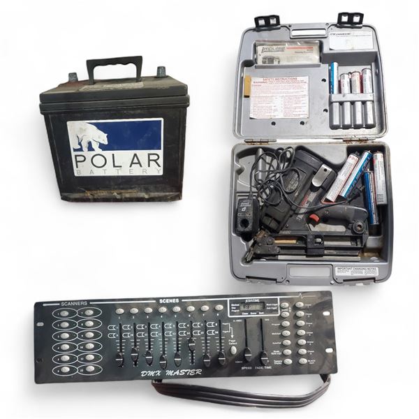 Polar Car Battery, Impulse IM-300 Nailer Cleaning/Safety Manual, and DMX Master Lighting Controller 