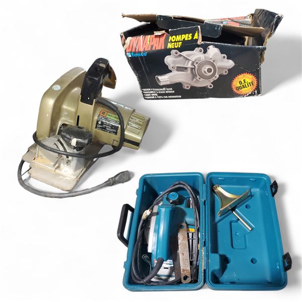 Black & Decker 7-1/4 Circular Saw, Makita N1900 Power Planer, and Dynamax Water Pump