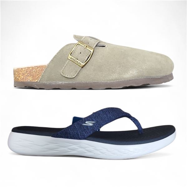 BNIB Skechers Women's ON-THE-GO 600 Flip Flops Navy and KIDMI Slippers - RV: $100 CAD (Size US 8)