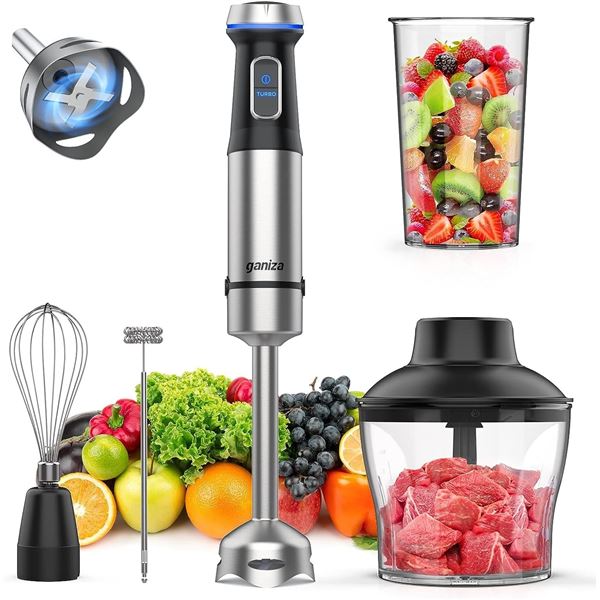 BNIB Ganiza Immersion Blender, Electric Hand Blender 800W with 15 Speed and Turbo Mode Handheld Blen