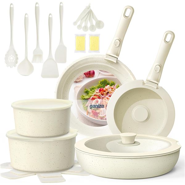 BNIB Ganiza Cookware Set Non Stick, 27 Pcs Pots and Pans Set Retail $90