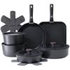 Image 1 : BNIB SENSARTE 17 Piece Ceramic Pots and Pans Set, Nonstick Detachable Handle Cookware Retail $165