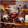 Image 3 : Ponpur Gifts For Men Dad Christmas, Whiskey Decanter Globe Set With 2 Ball Stones & 2 Glasses Retail
