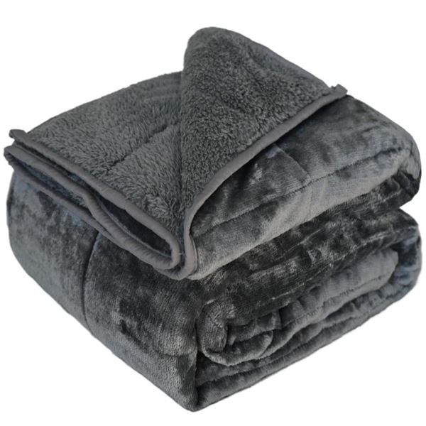 Group of 2 New CZZZ Throw Fluffy Weighted Blankets - 60" x 80", 15 lbs (Grey)