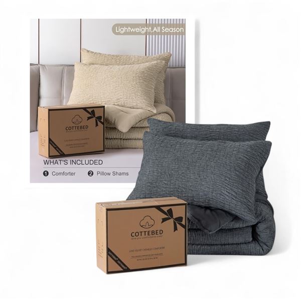 BNIB Group of 2 Twin/Twin XL Comforter Set (Grey/Champagne Gold)