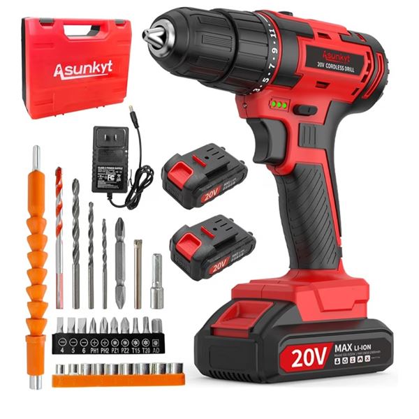 Group of 2 BNIB 20V Cordless Drill, Electric Power Drills Kit with Battery and Charge