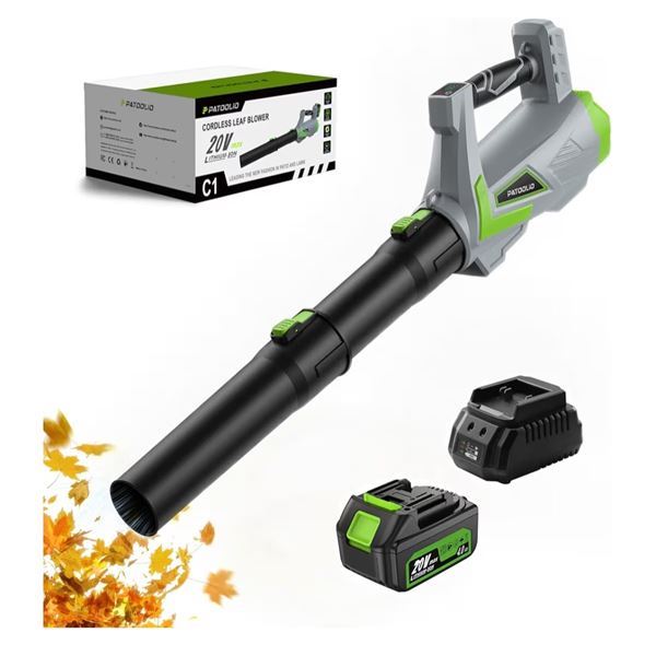 BNIB Leaf Blower Cordless, 650CFM/170MPH Electric Leaf Blower with 4000mAh Battery and Charger Retai