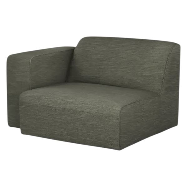 Modern Left-Arm Module Chair - Olive, Approx. H28" x W44" x D36"