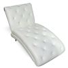 Image 1 : White Faux Leather Button-Tufted Chaise Lounge, Approx. H33" x W28" x L48"
