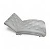 Image 4 : White Faux Leather Button-Tufted Chaise Lounge, Approx. H33" x W28" x L48"