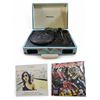 Image 1 : New Crosley Portable Turntable Blue - RV: $154 CAD (Model: CR8005D-TU) and 2 Vinyl Records