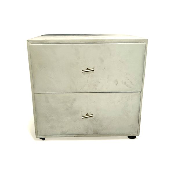 Beige Velvet Nightstand, H19" x 20" x 16"