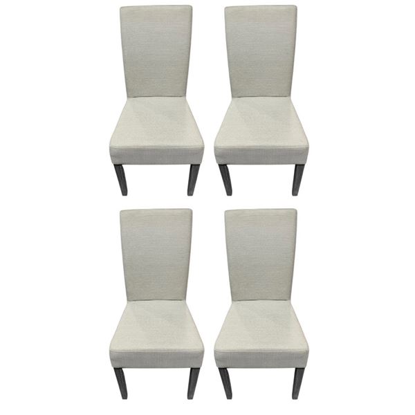 Set of 4 Off-White Fabric Dining Chairs