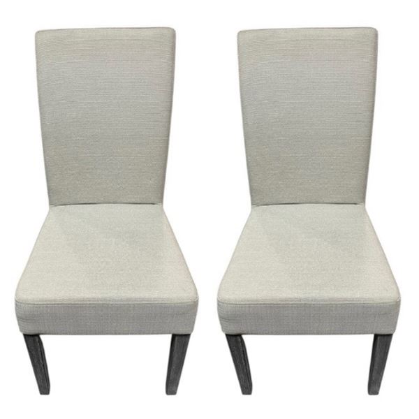 Set of 2 Off-White Fabric Dining Chairs