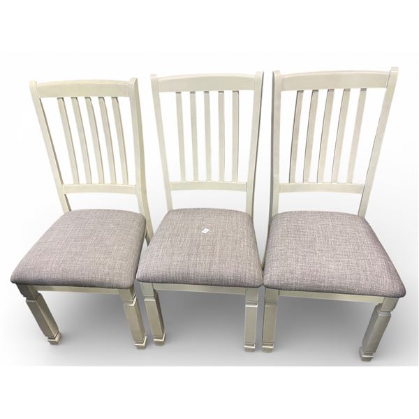 Set of 3 White & Grey Dining Chairs