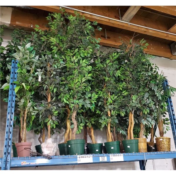 4 Pcs Artificial Potted Plants - Mostly Ficus Leaf, Approx. 6-7 ft. Each (Random Plants)