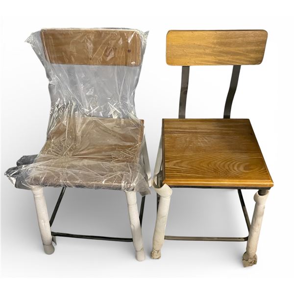 Set of 2 New Wood & Metal Dining Chairs