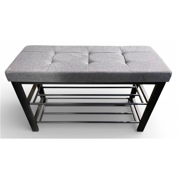 Grey Tufted Upholstered Shoe Bench