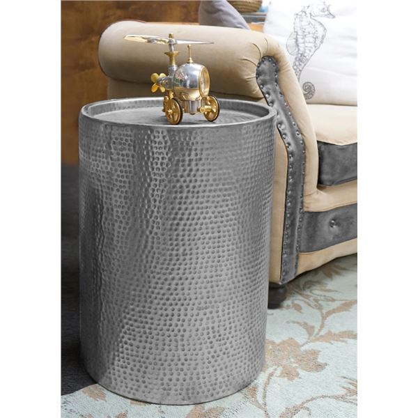 New NACH Sigurd End Table - Silver,  H22" x 15.7" x 15.7" (JM-0556-S / with box)