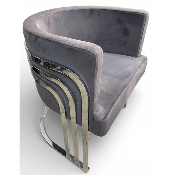 Art Deco Style Grey Velvet Accent Chair