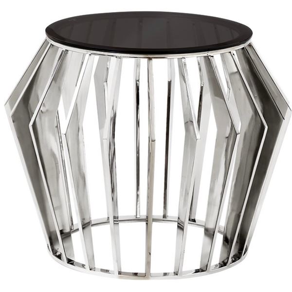 New Swank Silver Steel Coffee Table, Approx. H20" x 28"