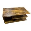 Image 1 : Rustic Wood Coffee Table with Open Shelf Storage, H16.5" x W35.5" x 19.5"