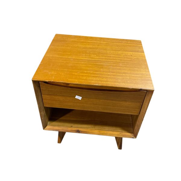 Mid-Century Style Wooden Nightstand, H23.5" x W22.5" x D 19.5"