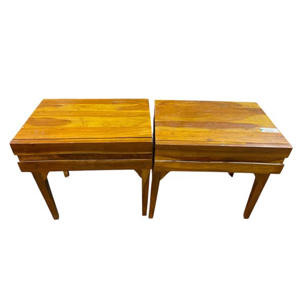 Pair Wooden End Tables, H22" x W22" x D16" Each