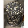 Image 2 : Black & Gold Patterned Round Accent Stool, H16" x Dia. 11.5"