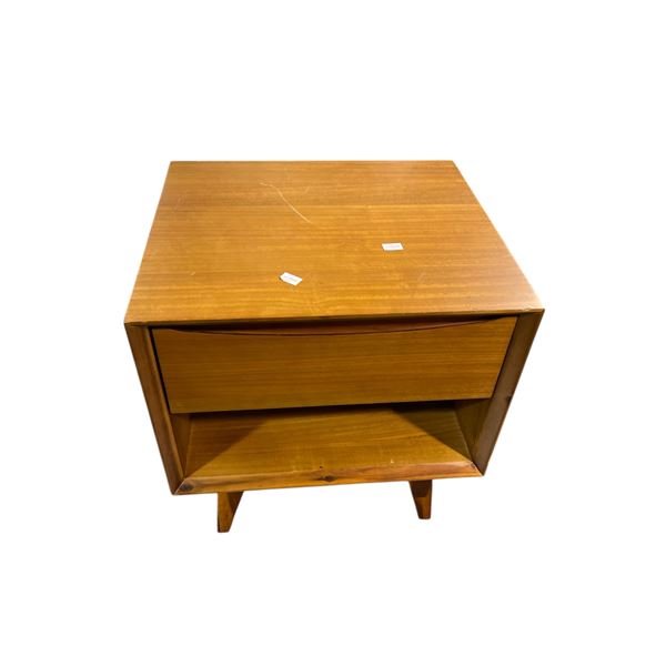 Mid-Century Style Wooden Nightstand, H23.5" x W22.5" x D 19.5"