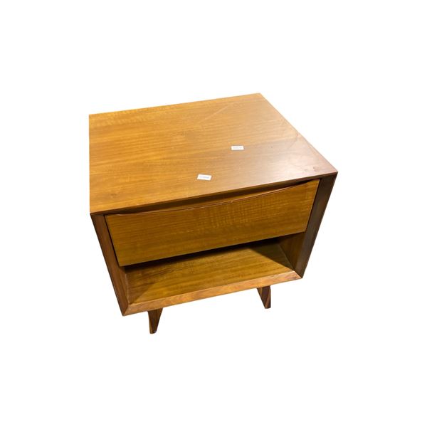 Mid-Century Style Wooden Nightstand, H23.5" x W22.5" x D 19.5"