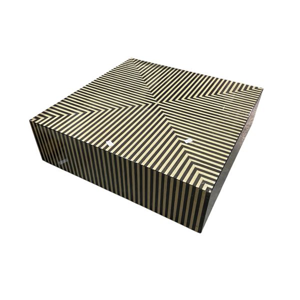 Geometric Striped Coffee Table, H11" x. W31.5" x D31.5"