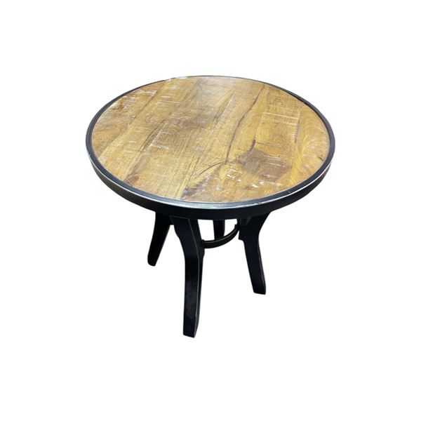 Round Wooden Top Side Table, H24" x Dia. 22"