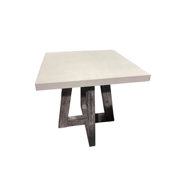 Square White Top Side Table, H24" x 24.5" x 24.5"