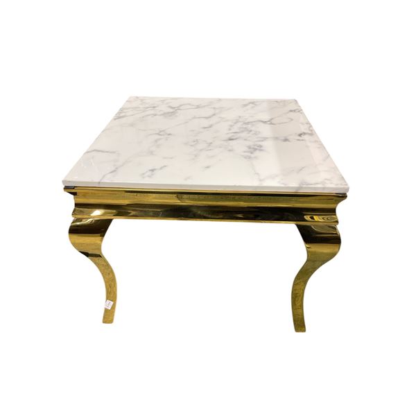 White Marble-Top Coffee Table, H19" x 23.5" x 23.5"